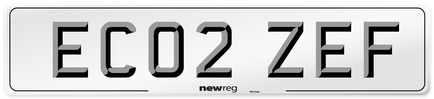 EC02 ZEF Number Plate from New Reg